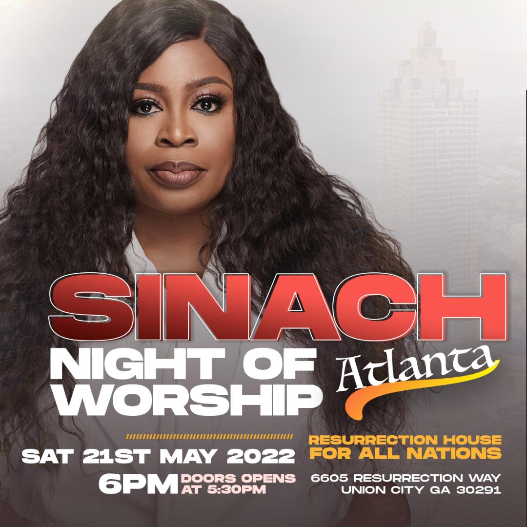 Flyer for NIGHT OF WORSHIP with SINACH in Atlanta